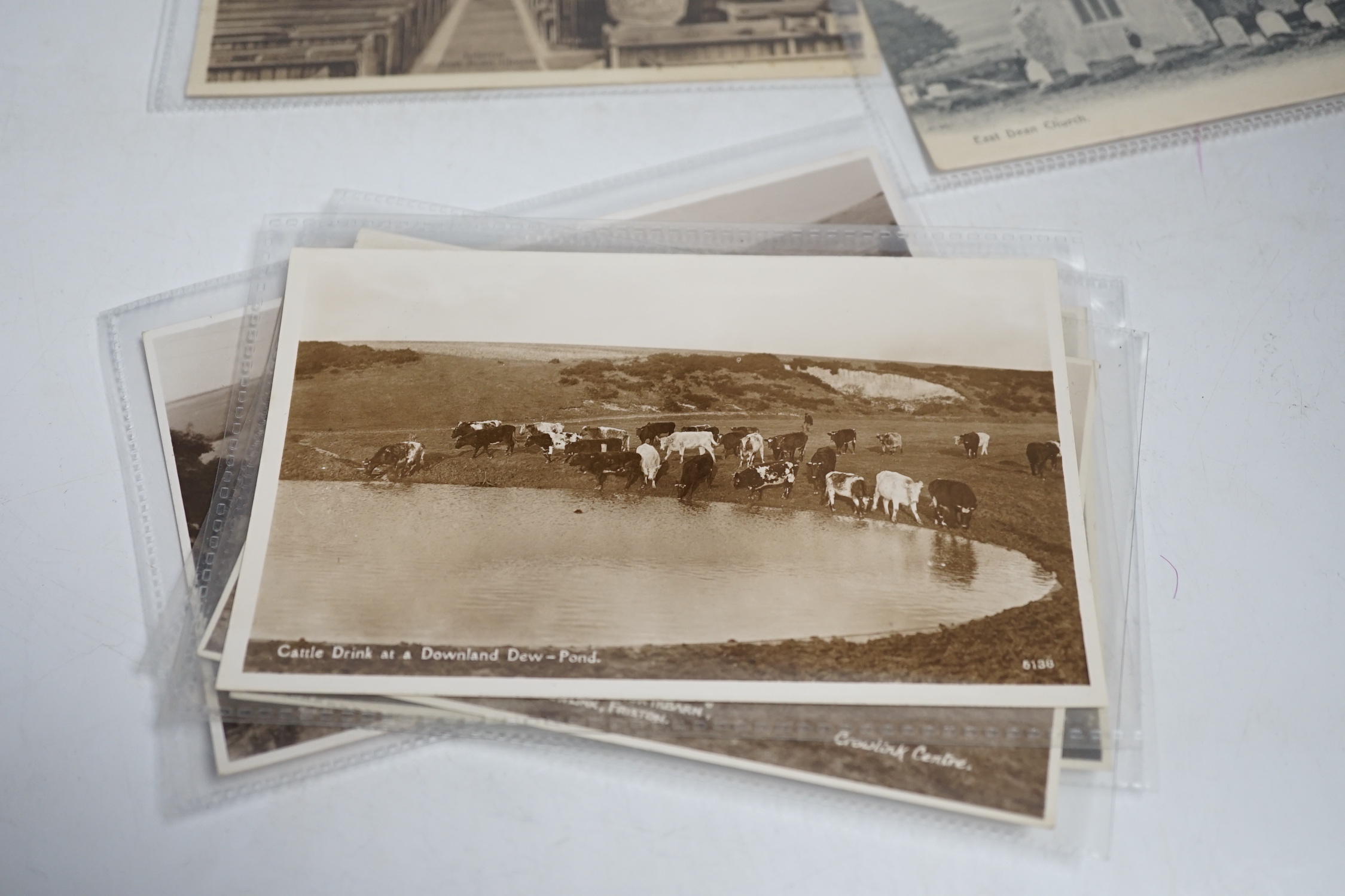 A large quantity of early to mid 20th century postcards of East Sussex towns , all in individual protective sleeves